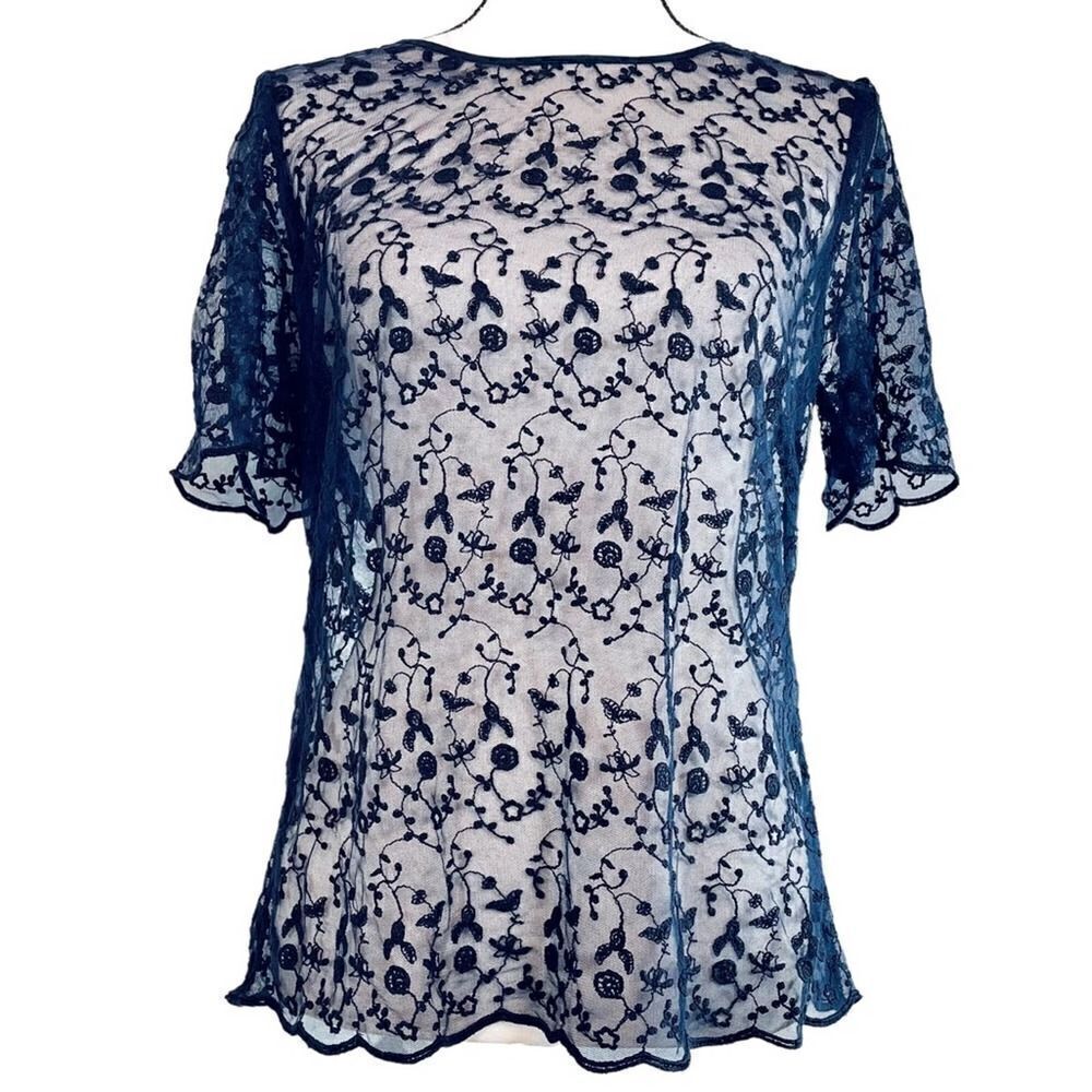 Jack Wills Floral Sheer Short Sleeve Blouse Top